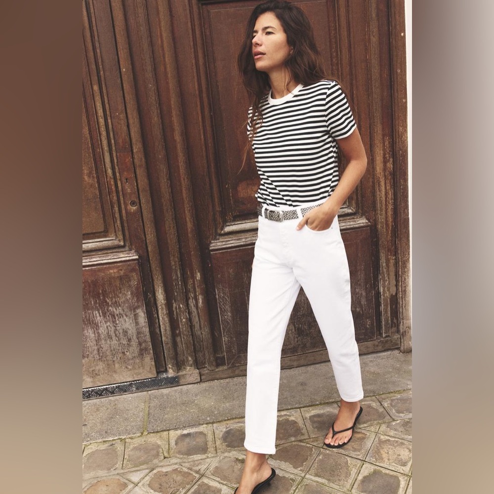 Sz US 6 Zara skinny fit mid rise skinny leg ankle length stretch white 5pocket